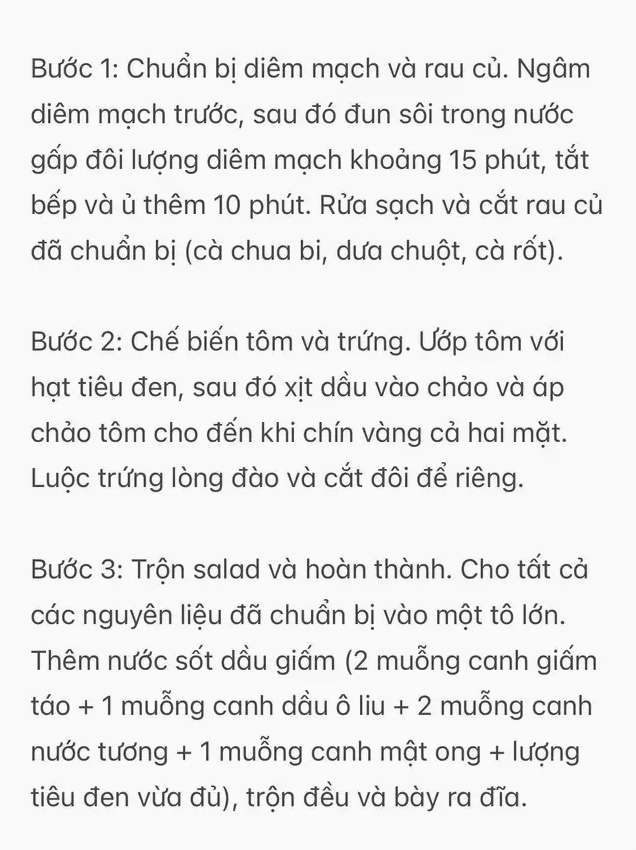 Ba bước hướng dẫn chi tiết cách làm salad tôm và rau củ từ chuẩn bị diêm mạch rau củ chế biến tôm trứng đến trộn salad với nước sốt dầu giấm