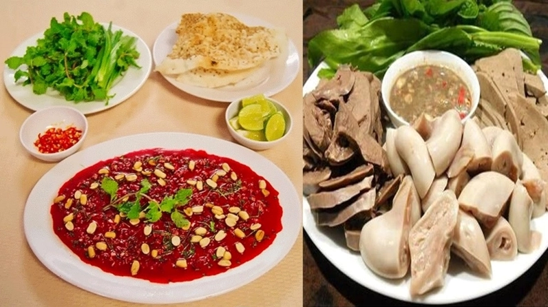 Bát tiết canh ba ba đông đặc màu đỏ tươi vô cùng hấp dẫn