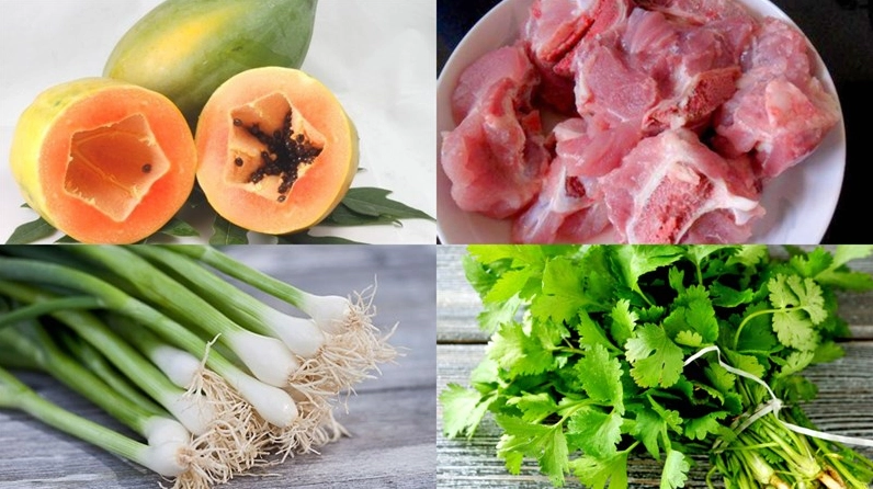 Các nguyên liệu cần thiết để nấu món canh đu đủ hầm xương