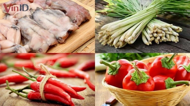 Các nguyên liệu cơ bản cần thiết để làm món ếch xào sả ớt tươi ngon