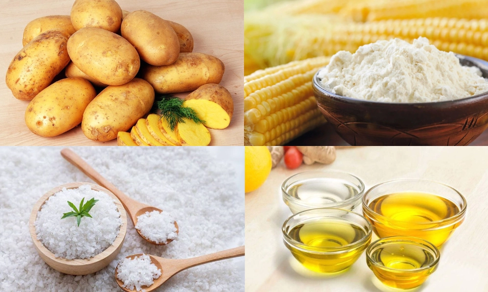Các nguyên liệu cơ bản để làm món khoai tây chiên giòn tại nhà