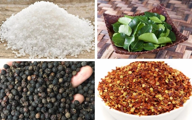 Các nguyên liệu cơ bản như chanh muối đường ớt để pha chế