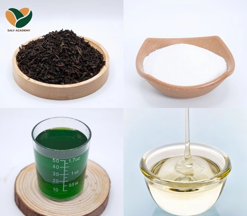Các nguyên liệu làm trà sữa bạc hà gồm trà đen sữa đặc và syrup