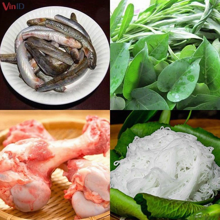 Các nguyên liệu tươi xanh chuẩn bị cho nồi lẩu cá kèo lá giang