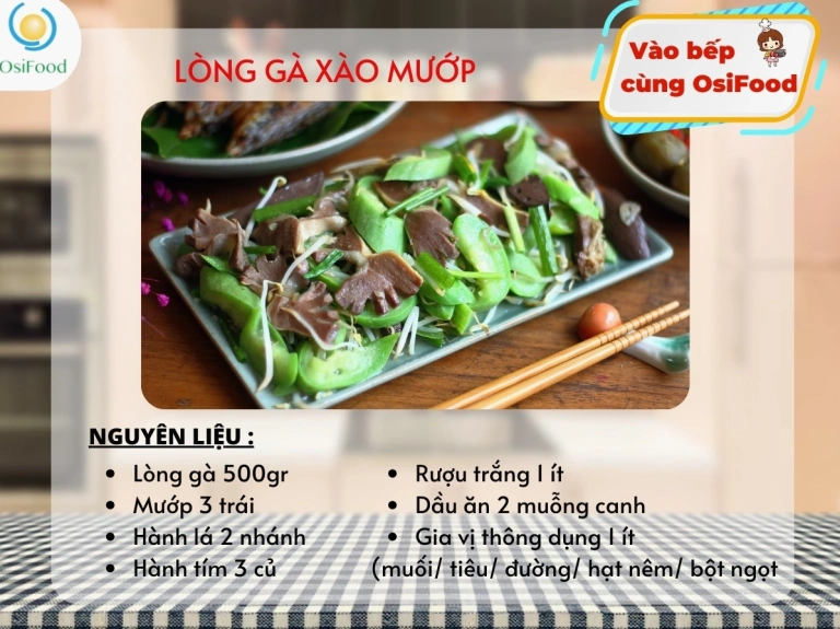 Cách làm lòng gà xào mướp thơm ngon giòn ngọt đưa cơm