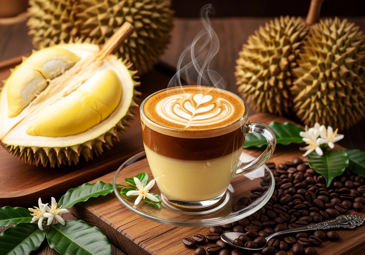 cách pha cafe sầu riêng