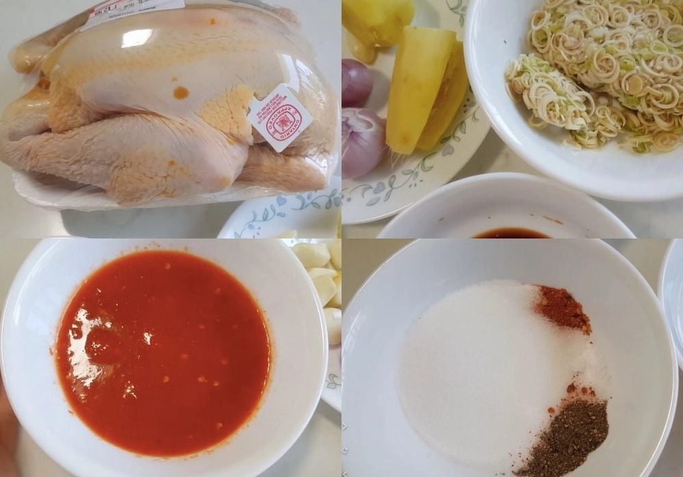 Chuẩn bị đầy đủ nguyên liệu thịt gà sả ớt và gia vị
