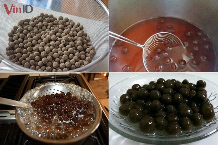 Hình ảnh minh họa các bước luộc trân châu cơ bản cần nắm rõ
