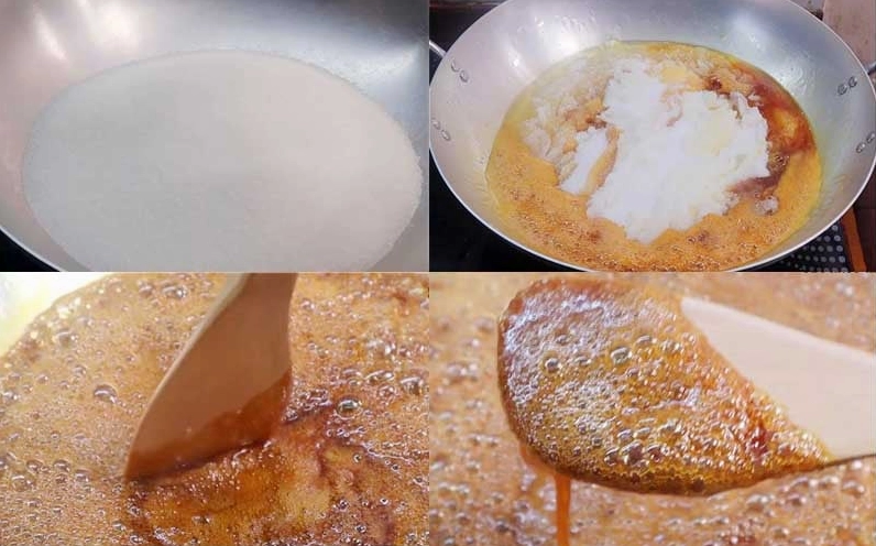 Hỗn hợp nước màu đường sau khi hoàn thiện sánh mịn và có màu sắc đậm đà