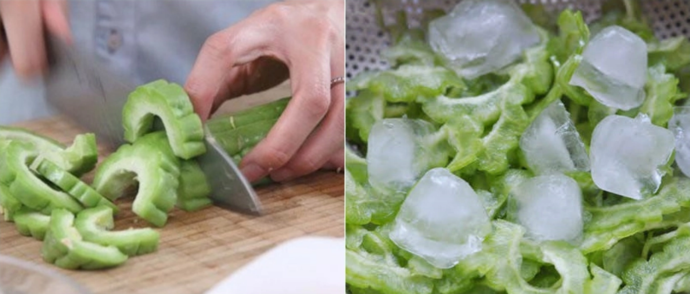 Khổ qua thái lát ngâm nước đá cho giòn