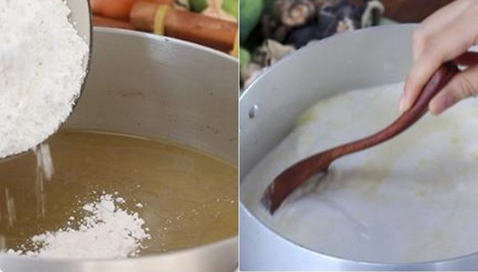 Khuấy bột thật đều trước khi nấu