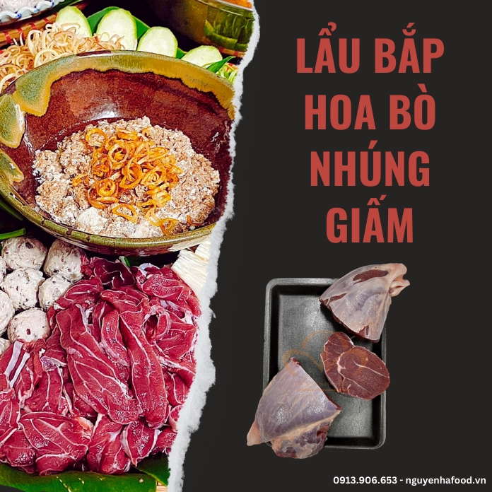 Miếng bắp hoa bò với các thớ thịt và gân phân bố đều