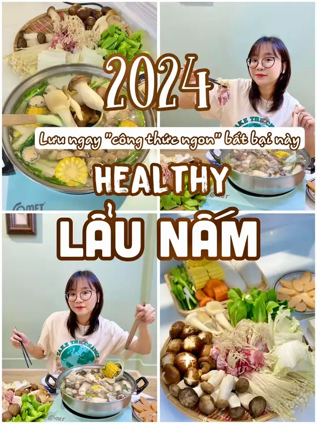 Món lẩu nấm healthy hấp dẫn với khay nấm đầy ắp tươi ngon
