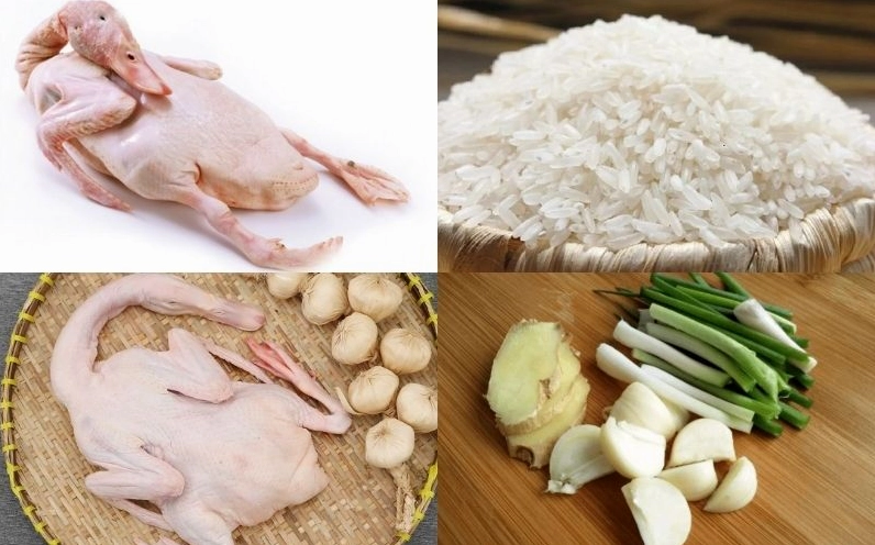 Nguyên liệu cần chuẩn bị cho món cháo vịt