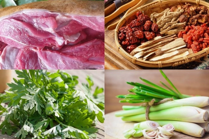 Nguyên liệu tươi ngon chuẩn bị làm thịt dê hầm thuốc bắc