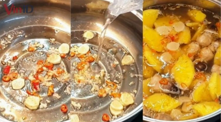 Ninh xương ống để lấy nước dùng lẩu ngọt thanh
