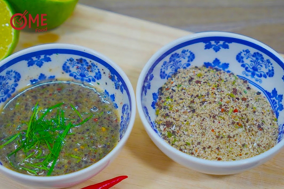 Nước chấm muối ớt chanh sữa đặc sánh mịn màu xanh bắt mắt