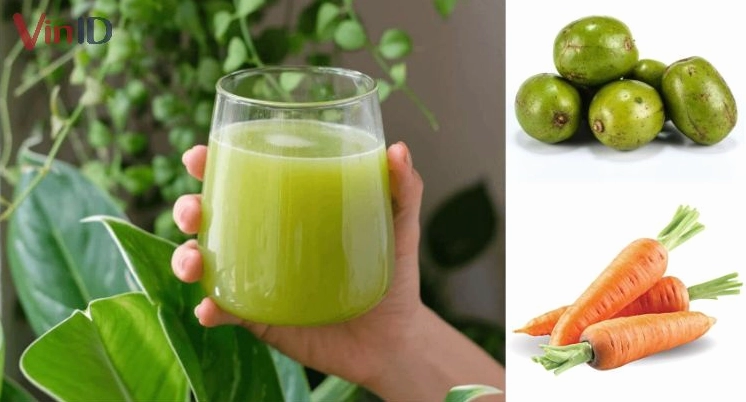 Nước ép cóc mix cùng cà rốt mang màu cam tươi tắn