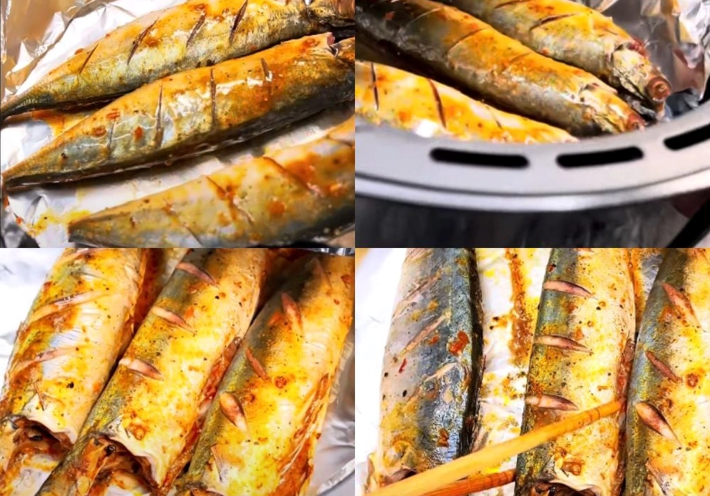 Nướng cá nục bọc giấy bạc trong nồi chiên không dầu