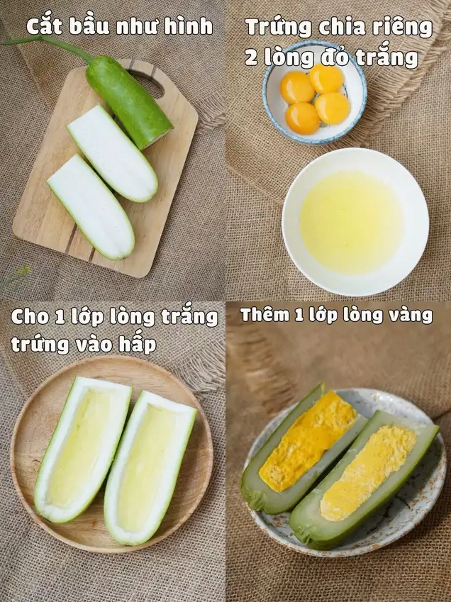 Quá trình cắt gọt quả bầu thành từng miếng vừa ăn trước khi mang đi luộc