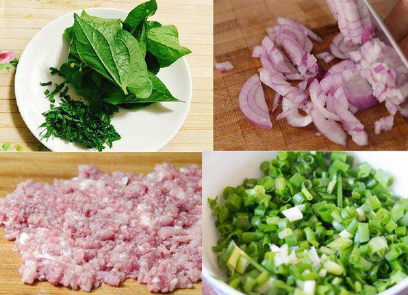 Quá trình cuộn chả lá lốt với nhân thịt bên trong
