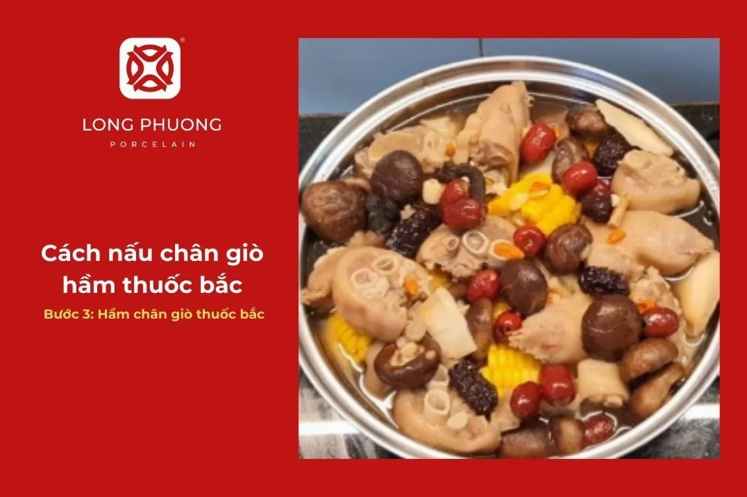 Quy trình hầm chân giò với các vị thuốc bắc