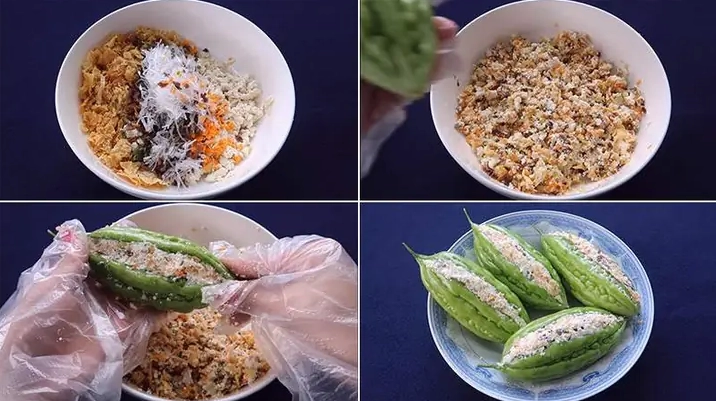 Sơ chế làm sạch ruột khổ qua cẩn thận để không bị đắng