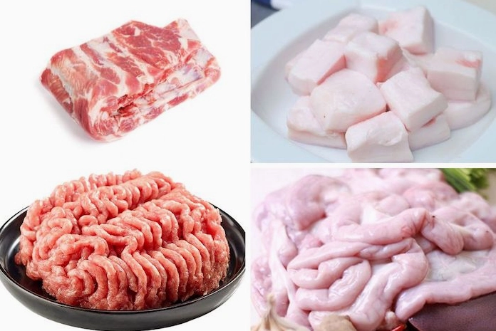 Tập hợp các nguyên liệu chính để chế biến món dồi sụn nướng bằng nồi chiên không dầu