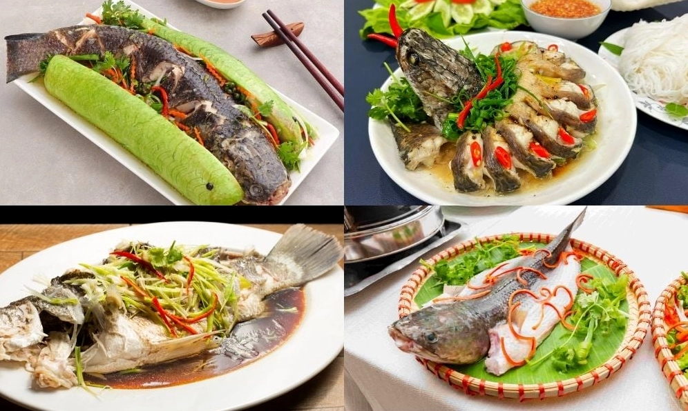 Thành phẩm món cá lóc hấp mẻ thơm ngon hấp dẫn
