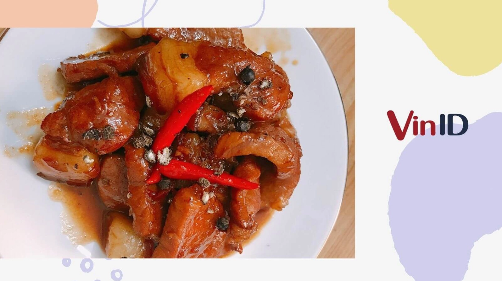 Thành phẩm món thịt kho tiêu hấp dẫn