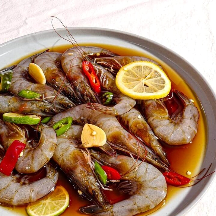 Thành phẩm món tôm ngâm tương Hàn Quốc thơm ngon màu sắc hấp dẫn