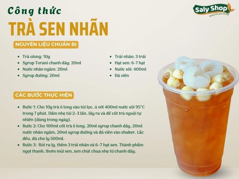 Thành phẩm trà sen nhãn đậm vị thanh mát dễ hút khách
