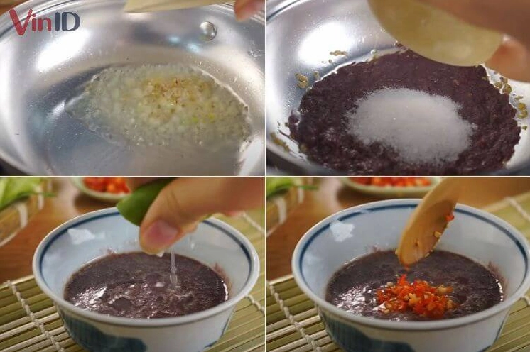 Thao tác pha chế mắm tôm