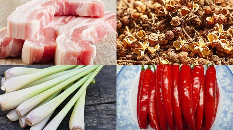 Thịt lợn tươi được thái miếng vừa ăn chuẩn bị ướp gia vị