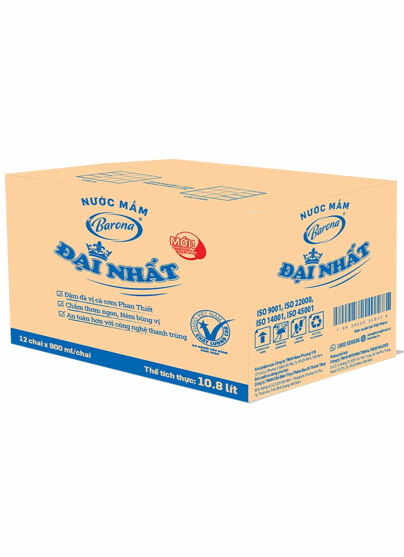 Thùng 12 chai nước mắm Đại Nhất 900ml