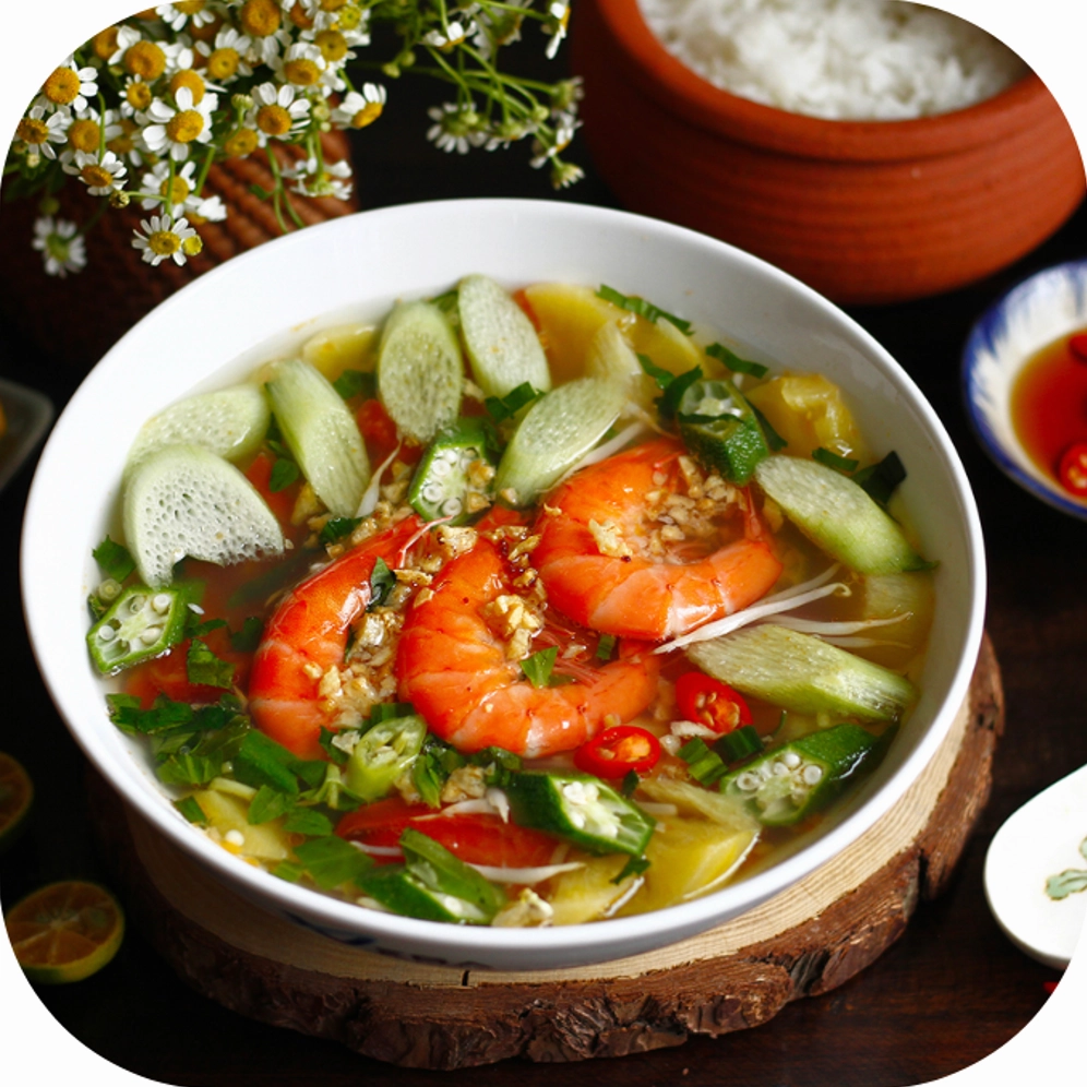 Tô canh chua tôm thành phẩm hấp dẫn vạn người mê