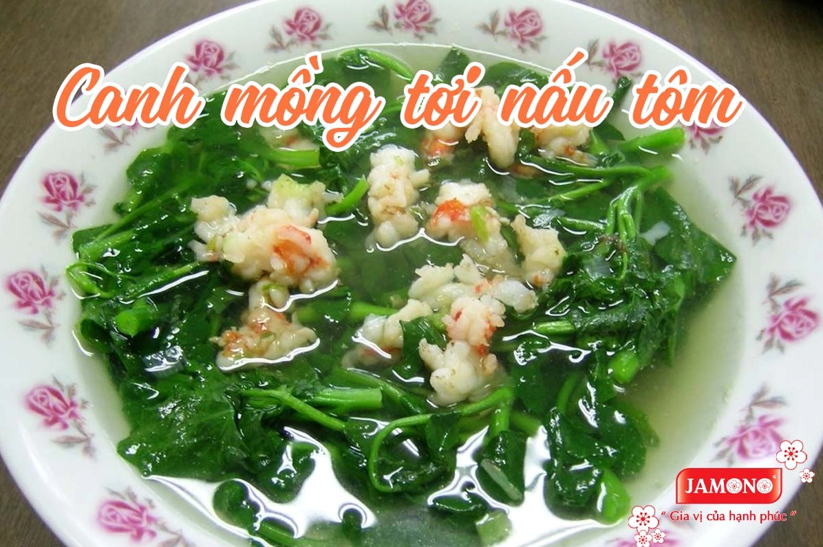 Tô canh mồng tơi nấu tôm tươi xanh mát mắt hương vị thơm ngon thanh mát giúp giải nhiệt hiệu quả