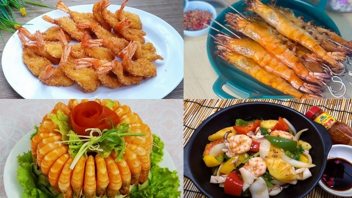 Tôm luộc trà xanh đỏ au thơm ngon hấp dẫn được bày trí đẹp mắt trên đĩa