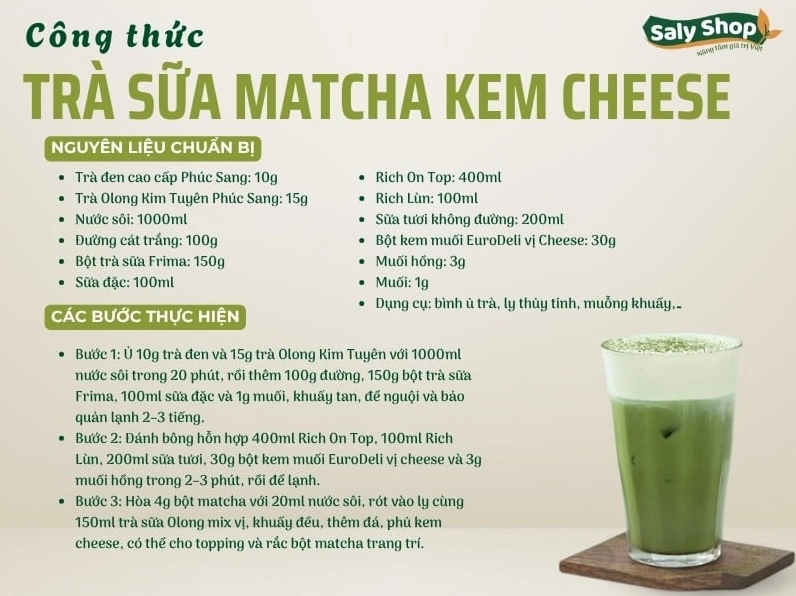 Trà sữa matcha kem cheese siêu ngon với cost thấp hấp dẫn