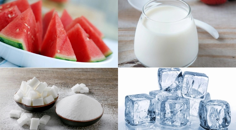 Xay nhuyễn hỗn hợp sinh tố dưa hấu cùng sữa chua