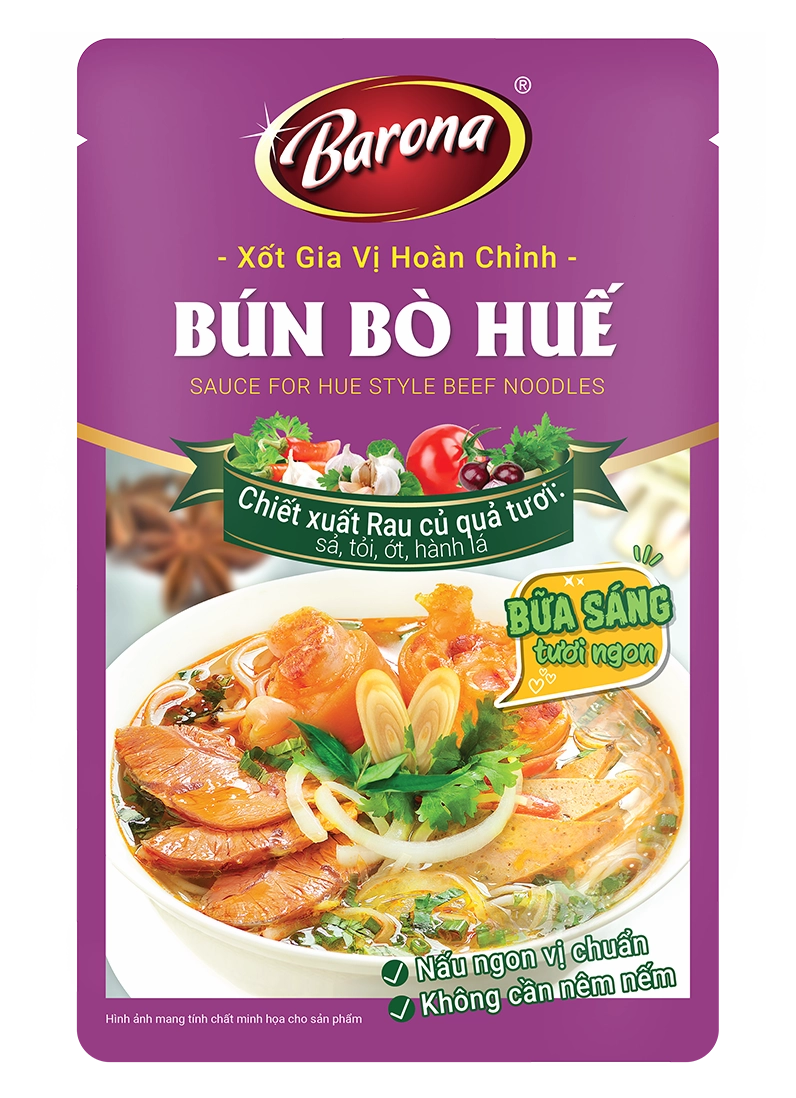 Xốt Gia Vị Hoàn Chỉnh Barona Bún Bò Huế ăn kèm hành phi